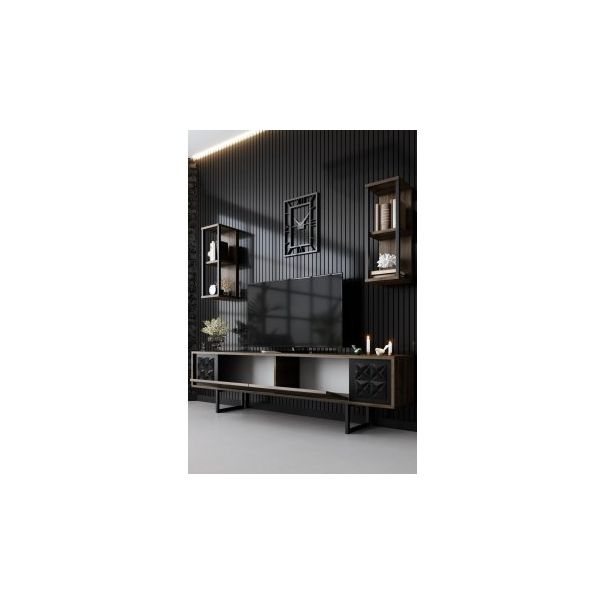 HANAH HOME TV polica Black Line Walnut Black - 172782