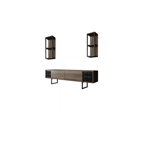 HANAH HOME TV polica Black Line Walnut Black - 172782