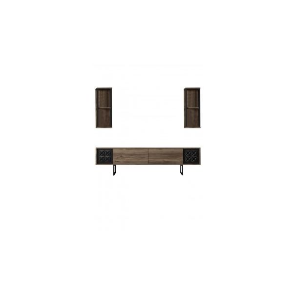 HANAH HOME TV polica Black Line Walnut Black - 172782