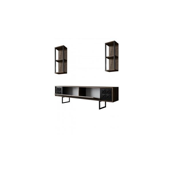 HANAH HOME TV polica Black Line Walnut Black - 172782
