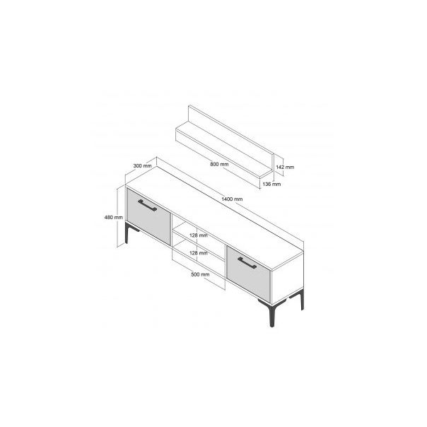 HANAH HOME TV polica Riga Walnut - 172785