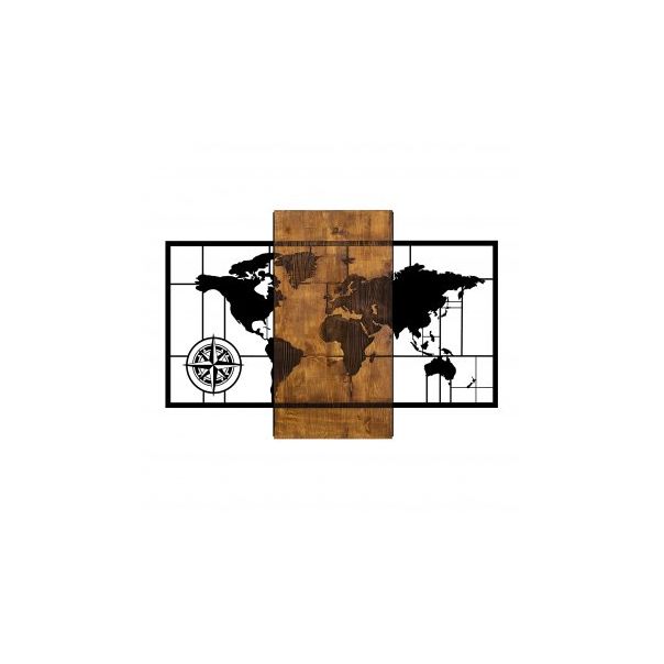 WALLXPERT Zidna dekoracija World map with compass - 172809