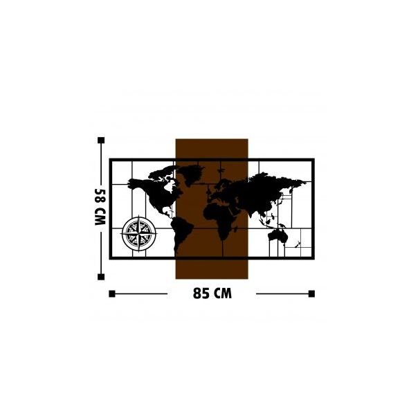 WALLXPERT Zidna dekoracija World map with compass - 172809
