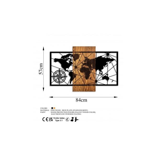 WALLXPERT Zidna dekoracija World Map 3 M - 172865
