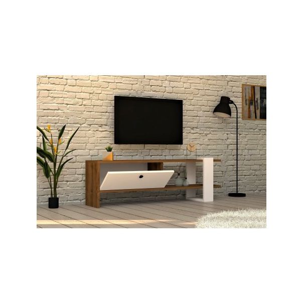 HANAH HOME TV polica Gaye Walnut White - 172928