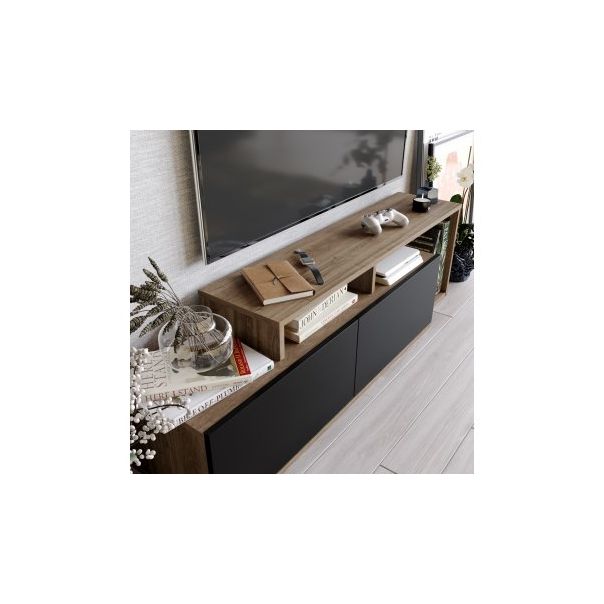 HANAH HOME TV polica Nexera Walnut Black - 172943