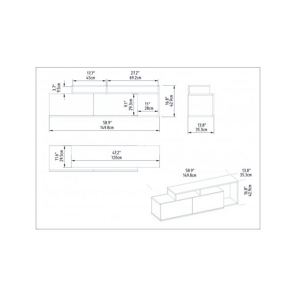 HANAH HOME TV polica Nexera Walnut Black - 172943