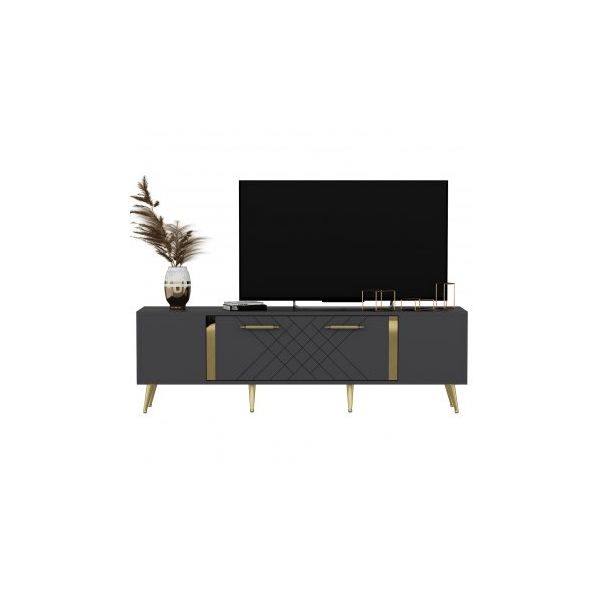 HANAH HOME TV polica Detas Anthracite Gold - 172983-1