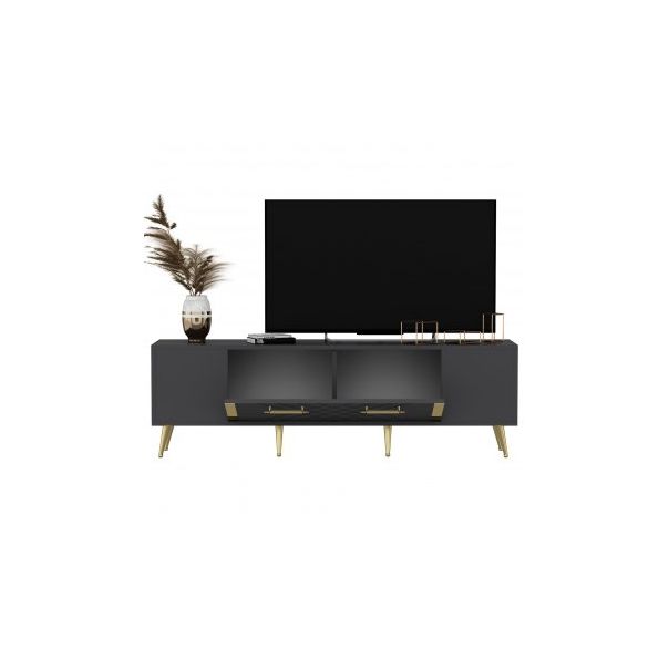 HANAH HOME TV polica Detas Anthracite Gold - 172983-1
