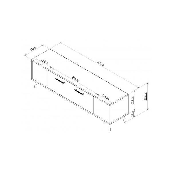 HANAH HOME TV polica Detas Anthracite Gold - 172983-1