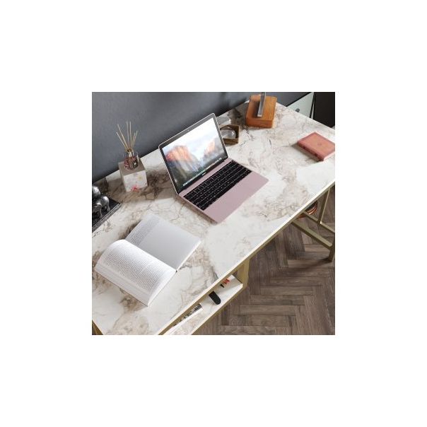 HANAH HOME Radni sto Victory, zlatna/mermer bela - 173000-1