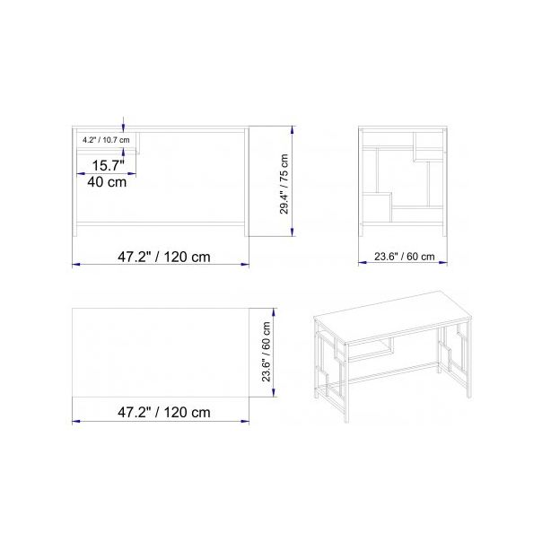 HANAH HOME Radni sto Victory, zlatna/mermer bela - 173000-1
