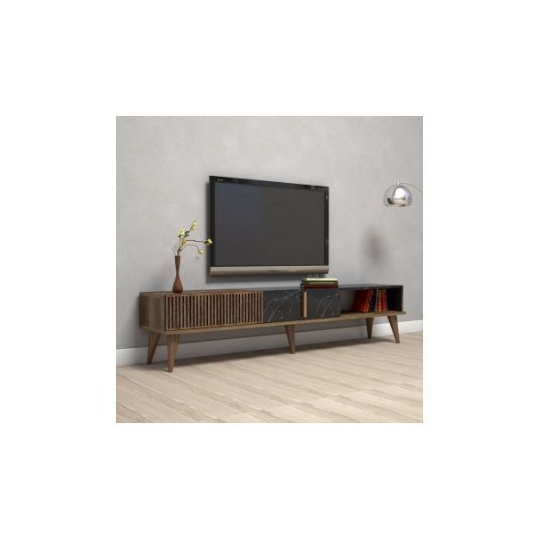 HANAH HOME TV polica Milan Walnut Black - 173004