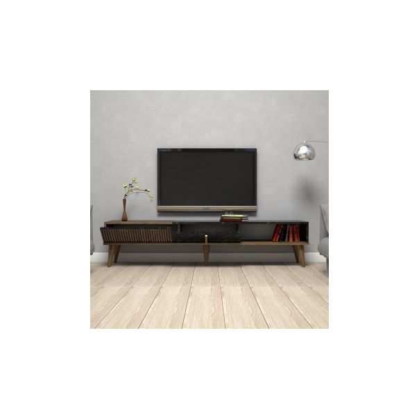 HANAH HOME TV polica Milan Walnut Black - 173004