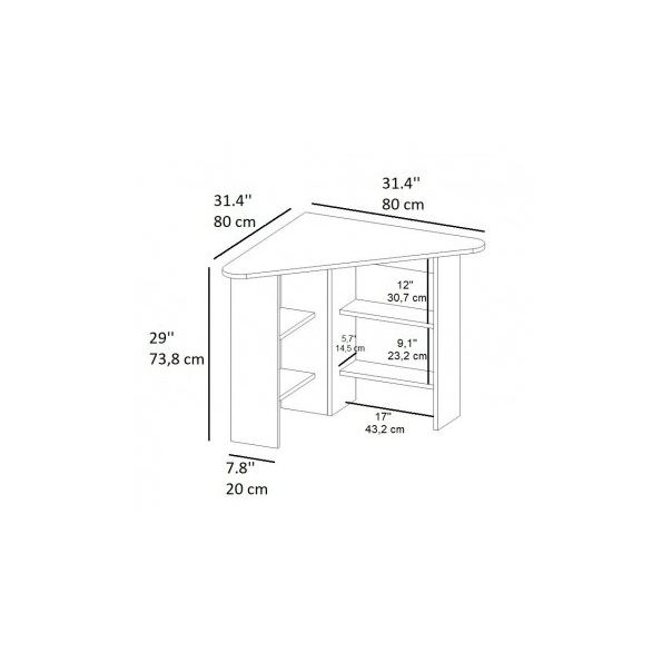 HANAH HOME Ugaoni radni sto Corner, bela - 173007