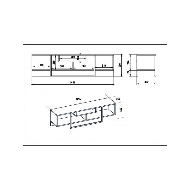 HANAH HOME TV polica Asal 150 Walnut Black - 173023