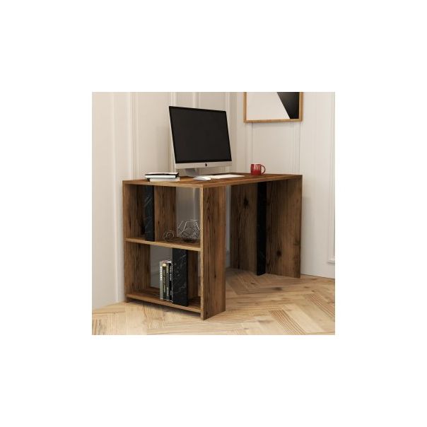 HANAH HOME Radni sto Lima, braon/mermer crna - 173054