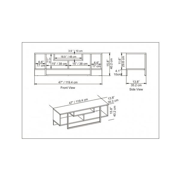 HANAH HOME TV polica Asal 120, mermer bela/zlatna - 173064