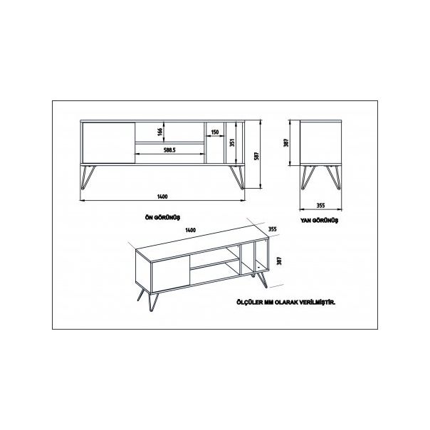 HANAH HOME TV polica Mistico 140 Walnut White - 173142