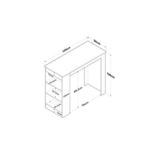 HANAH HOME Barski sto JA103, braon/bela - 173176