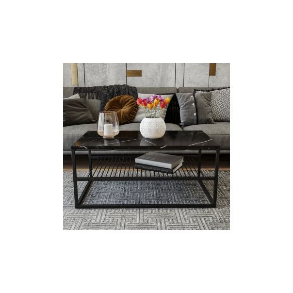 HANAH HOME Klub sto Asude, mermer crna - 173220