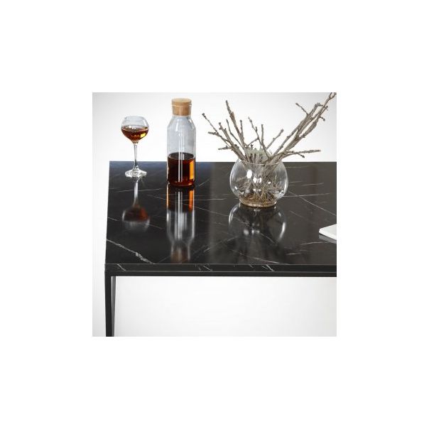 HANAH HOME Klub sto Poly, mermer crna - 173272