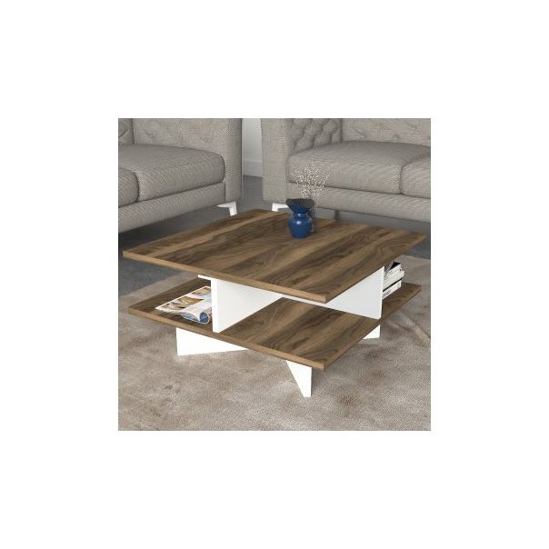 HANAH HOME Sto za dnevnu sobu Hamton Walnut White - 173277