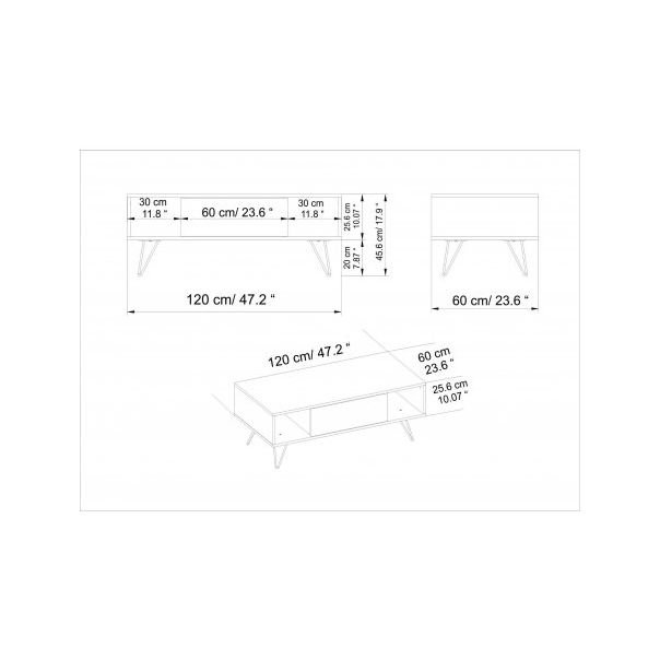 HANAH HOME Sto za dnevnu sobu Mistico Black Walnut - 173285