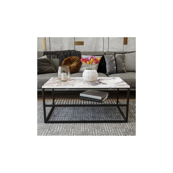 HANAH HOME Klub sto Asude, crna/bela - 173306