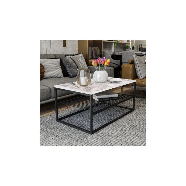 HANAH HOME Klub sto Asude, crna/bela - 173306