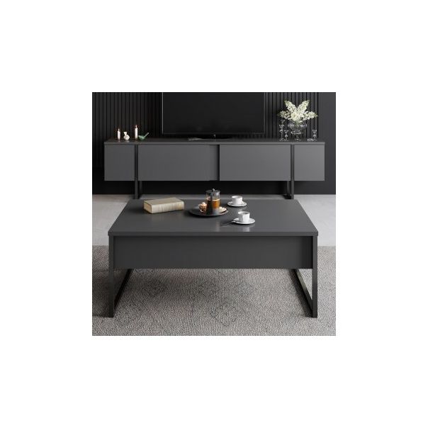 HANAH HOME Klub sto Luxe, antracit/crna - 173366