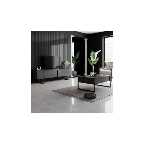 HANAH HOME Klub sto Luxe, antracit/crna - 173366