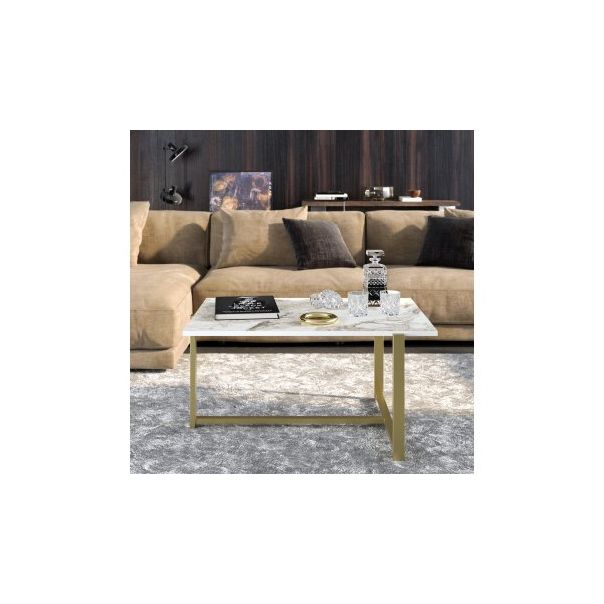 HANAH HOME Klub sto Merideths, mermerna/zlatna - 173371