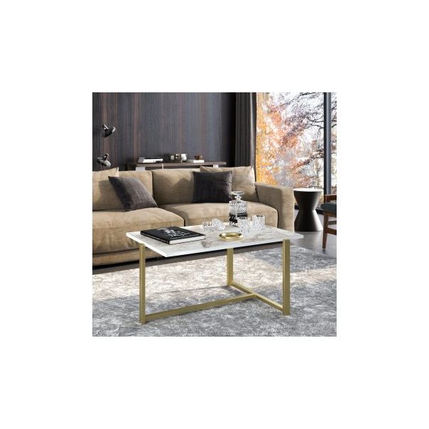 HANAH HOME Klub sto Merideths, mermerna/zlatna - 173371