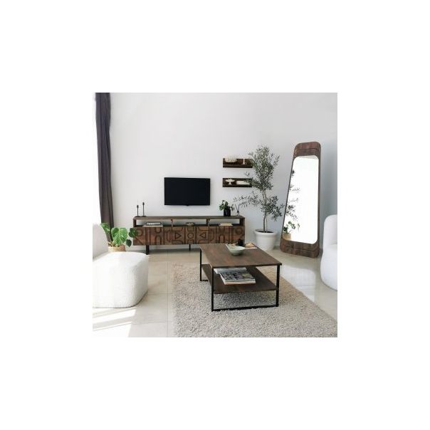 HANAH HOME Klub sto Neta, braon/crna - 173407