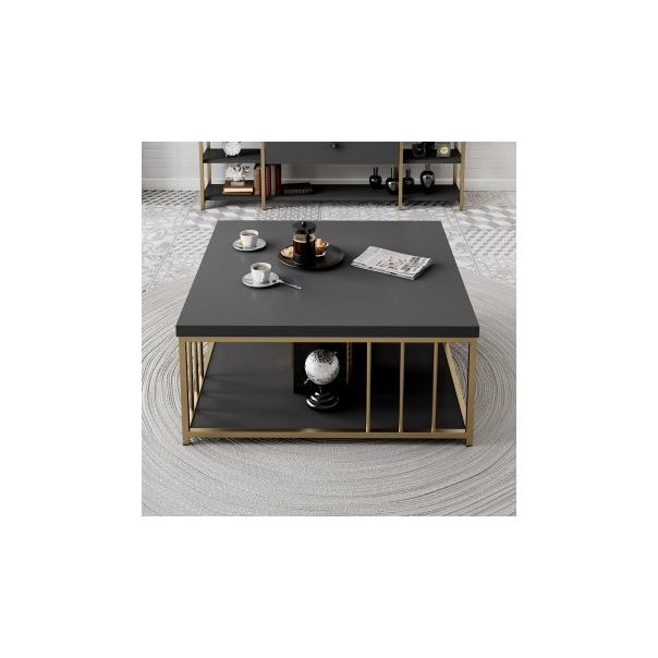 HANAH HOME Klub sto Zenn, antracit/zlatna - 173423