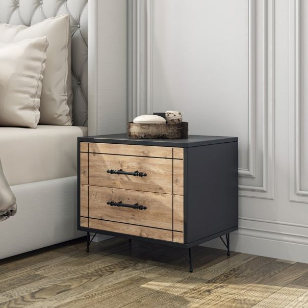 HANAH HOME Noćni ormarić Night, antracit/krem - 854KLN3082