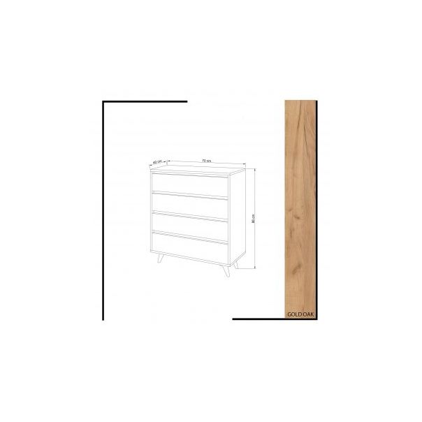 HANAH HOME Komoda za spavaću sobu Suvera, bela/braon - 173470