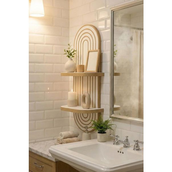 HANAH HOME Zidna polica Artmtkwll2, bela/braon - EP3056598