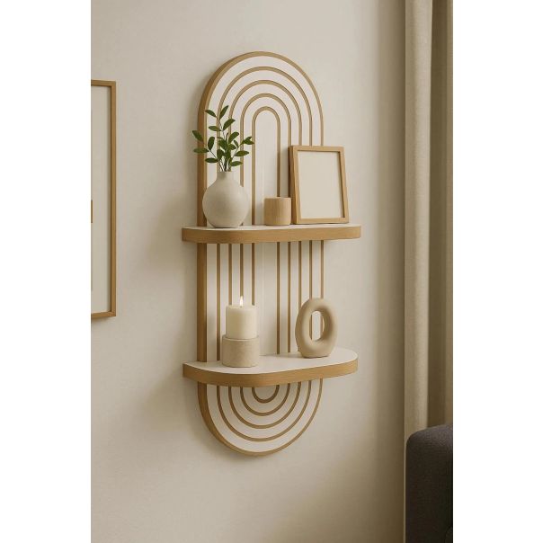 HANAH HOME Zidna polica Artmtkwll2, bela/braon - EP3056598
