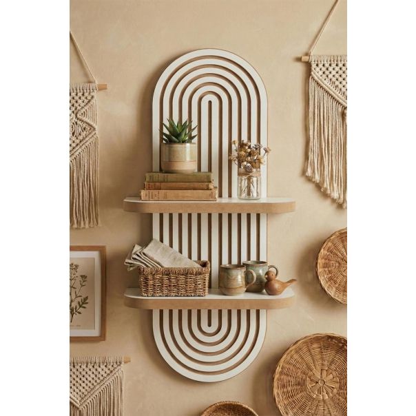 HANAH HOME Zidna polica Artmtkwll2D, bela/braon - EP3056616