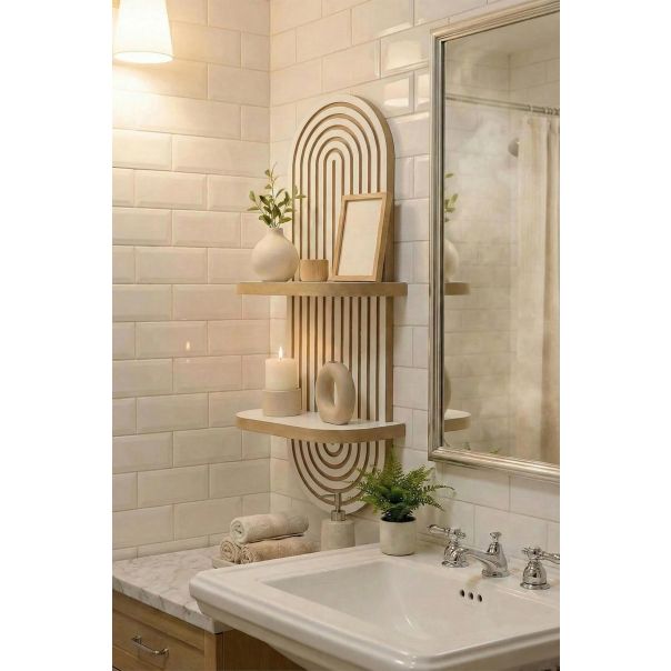 HANAH HOME Zidna polica Artmtkwll2D, bela/braon - EP3056616