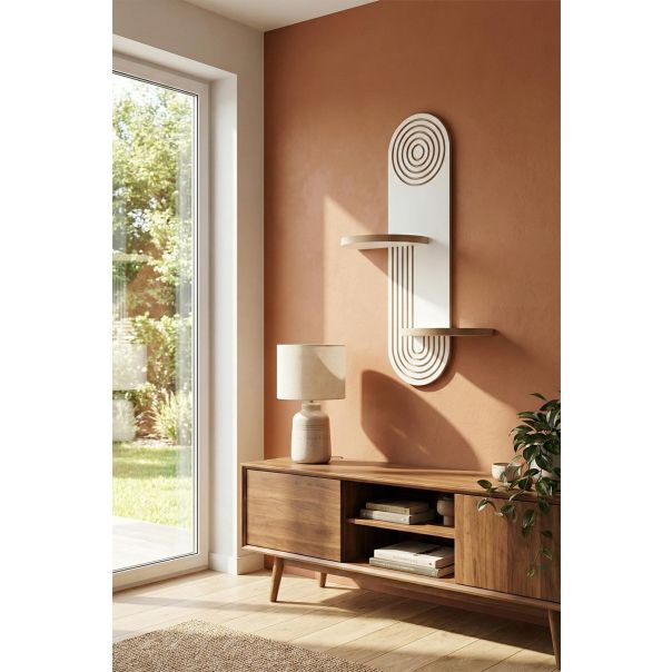 HANAH HOME Zidna polica Artmtkwll3, bela/braon - EP3056625