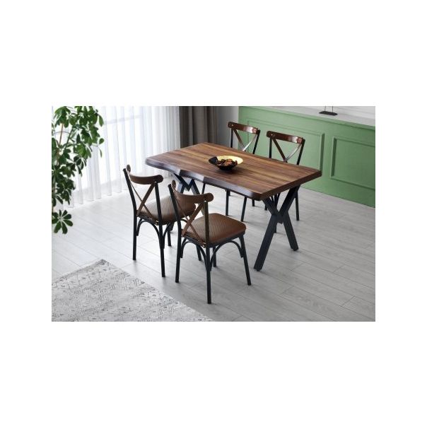 HANAH HOME Set trpezarijskih stolica 4/1 Ahşap Ekol 261 V4, braon - 174052