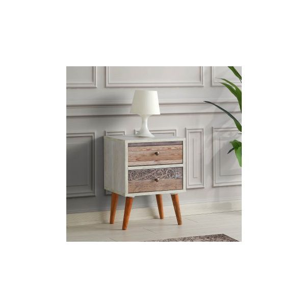 HANAH HOME Noćni ormarić Malmo, bela/braon - 174082