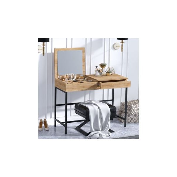 HANAH HOME Sto za šminkanje Linda, svetlo braon/crna - 174213