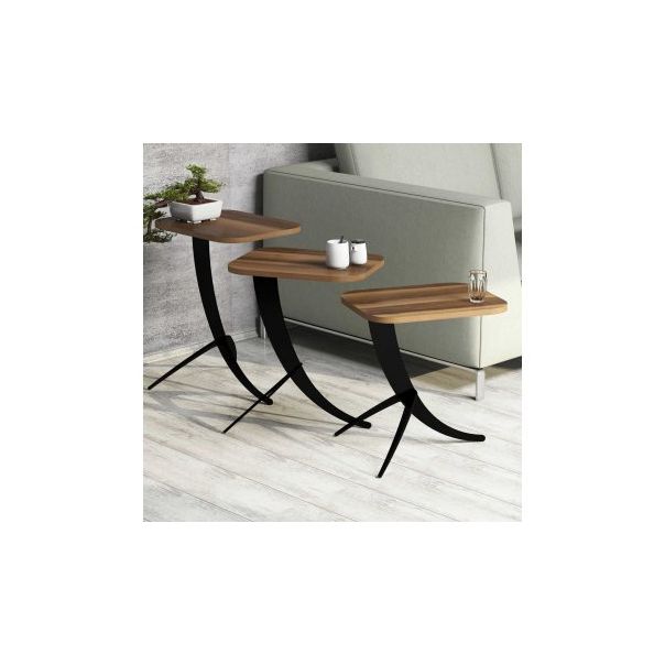 HANAH HOME Set pomoćnih stočića Pion, braon/crna - 174250