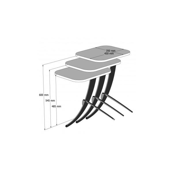 HANAH HOME Set pomoćnih stočića Pion, braon/crna - 174250