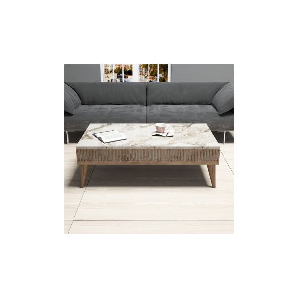 HANAH HOME Klub sto Milan, braon/bela mermerna - 174277