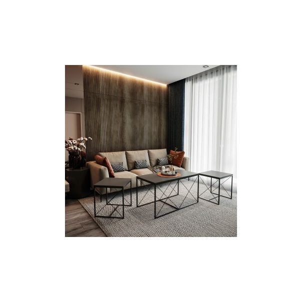 HANAH HOME Set klub stolova Defne 3/1, antracit - 174312